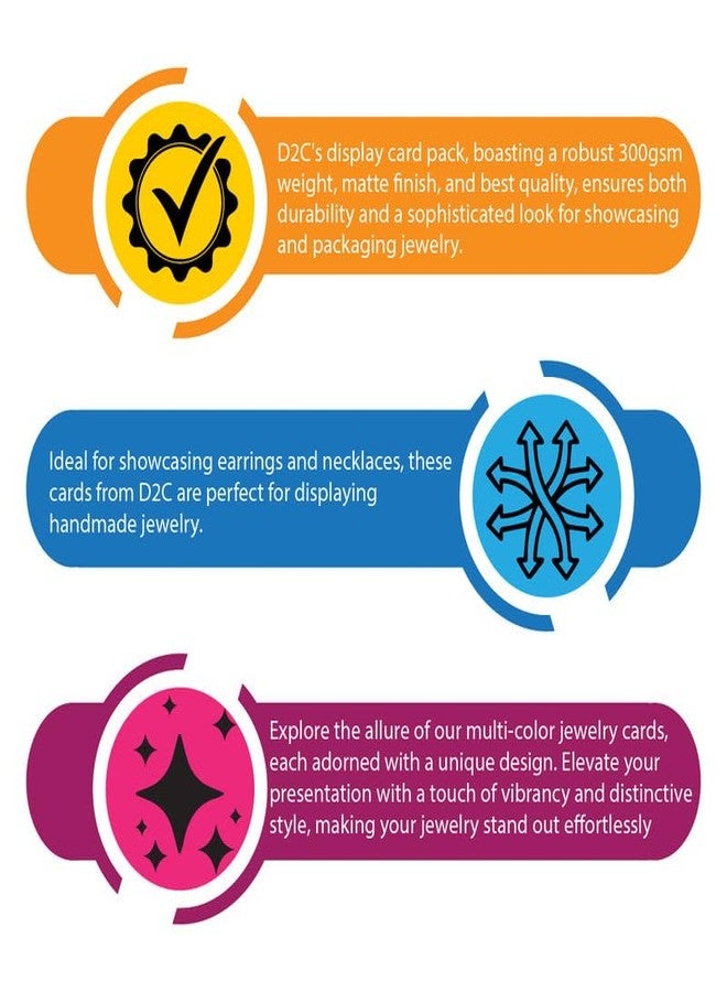 D2C Card Stock 300 GSM Thick Jewelry Display Tag Cards � Elegant Packaging for Earrings, Necklaces, & Accessories | Long-Lasting, Women Illustration Print 021 | Pack of 210 - Image 4